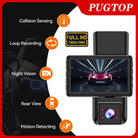 3 Inch Car Driving Recorder Large Wide Angle 6G Fisheye Lens Front Inside Rear Triple Recording UHD 1080P Dash Cam Night Vision