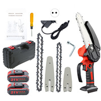 Chainsaw 4 Inch 6 Inch Portable Chainsaw with Security Lock 2 Chains 21V Rechargeable Battery Operated Electric Chainsaw