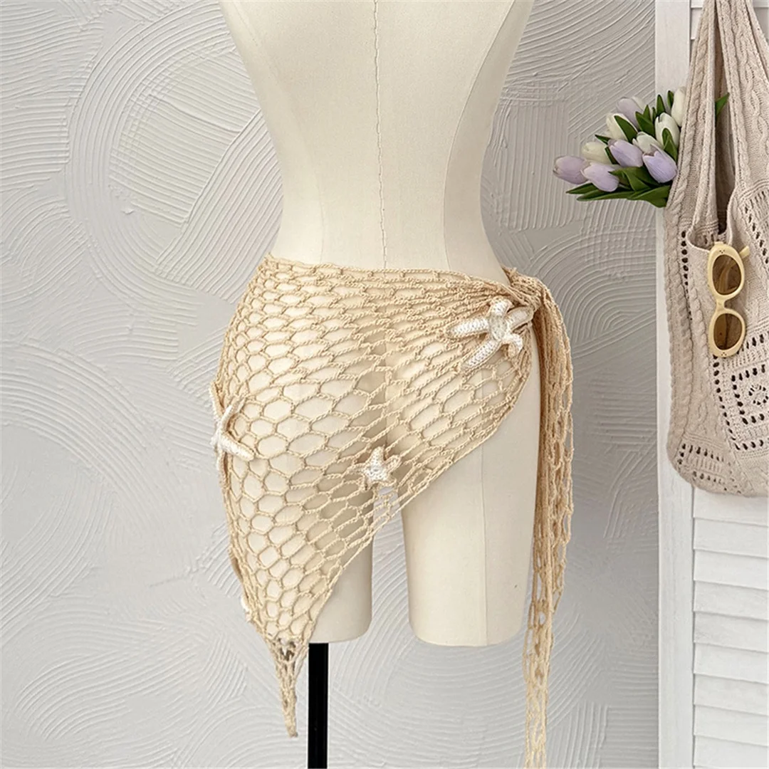 Neues 3D-Stern-Hohlmuster-Häkel-Sarong-Pareo-Strandkleid, Strandkleidung, Strandmode, Strandüberwurf, Überwürfe, Damen, V7309 – Detail 8