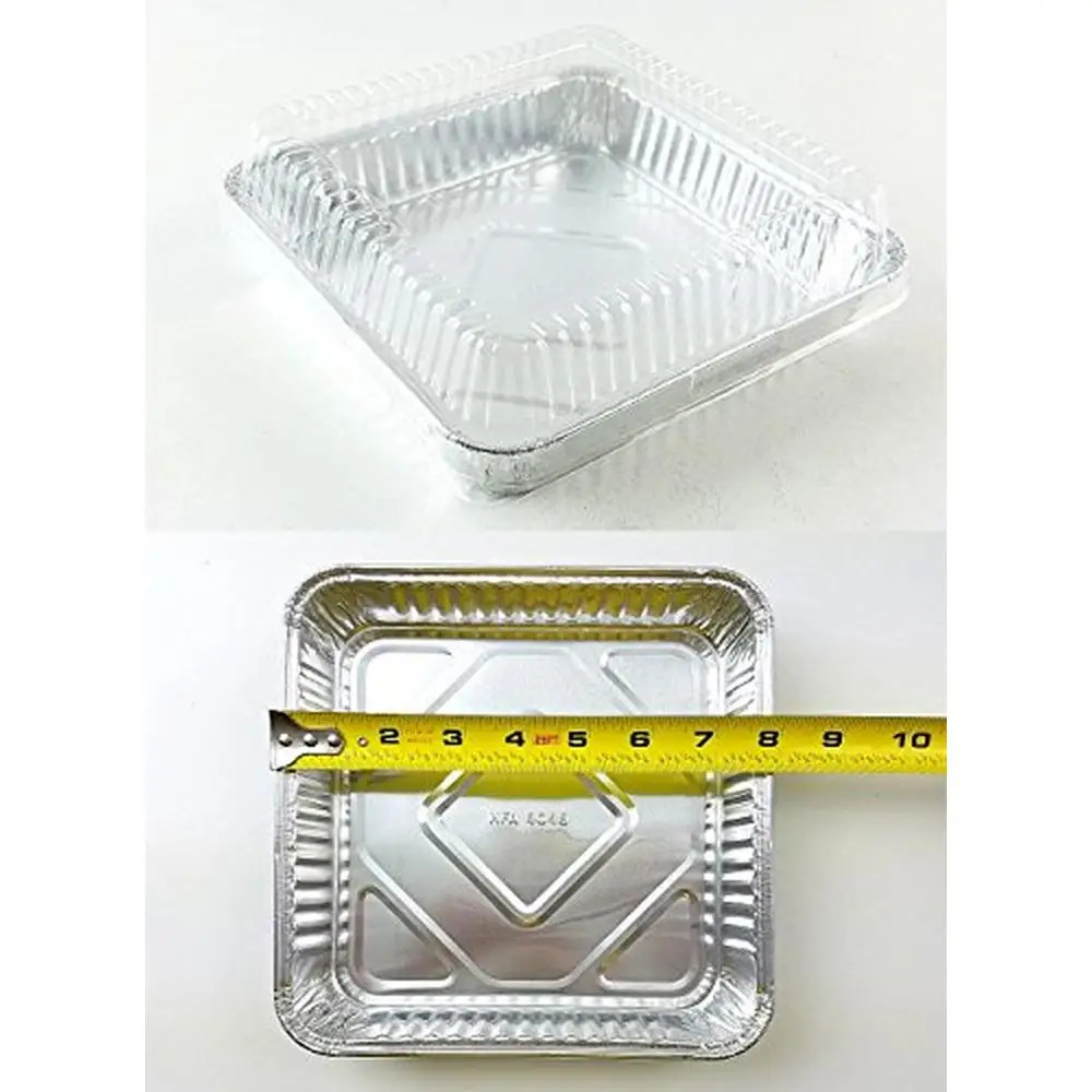 Aluminum Foil Square Cake Pan Dome Lid Disposable 500 Pack Wedding Birthday Christmas Valentine's Day 8x8 Non-Stick