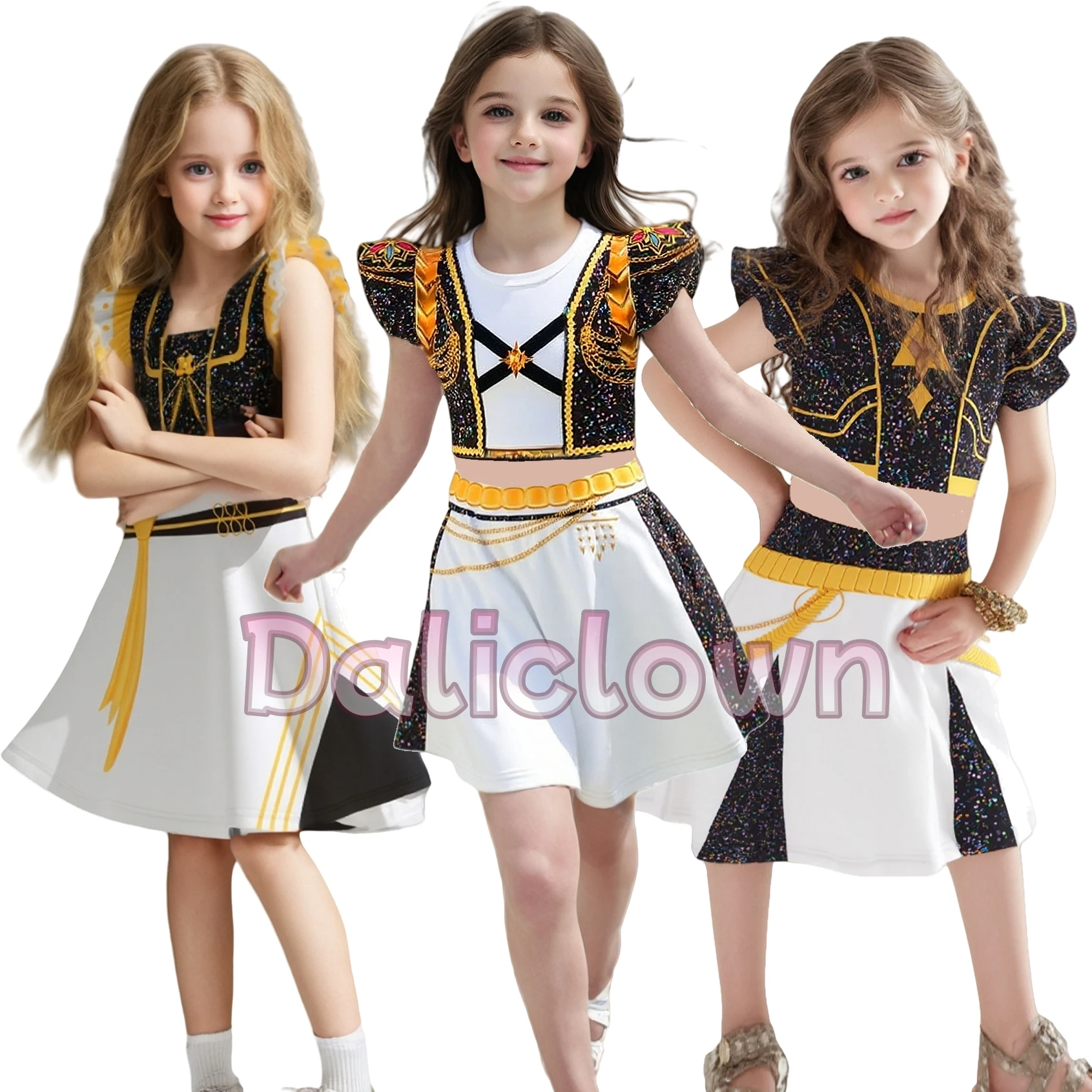 

Anime KPOP Demon Hunters Cosplay Costume Kids Puff Sleeve Golden Rumi Zoey Mira Dress Birthday Party Halloween Outfit Girls