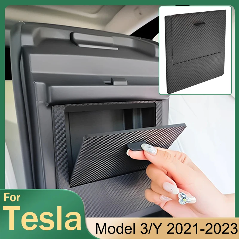 

Armrest Holder Box Hidden Storage Box For Tesla Model 3 Y 2023 2022 2021 Accessories Magnet Adsorb Hidden Storage Box