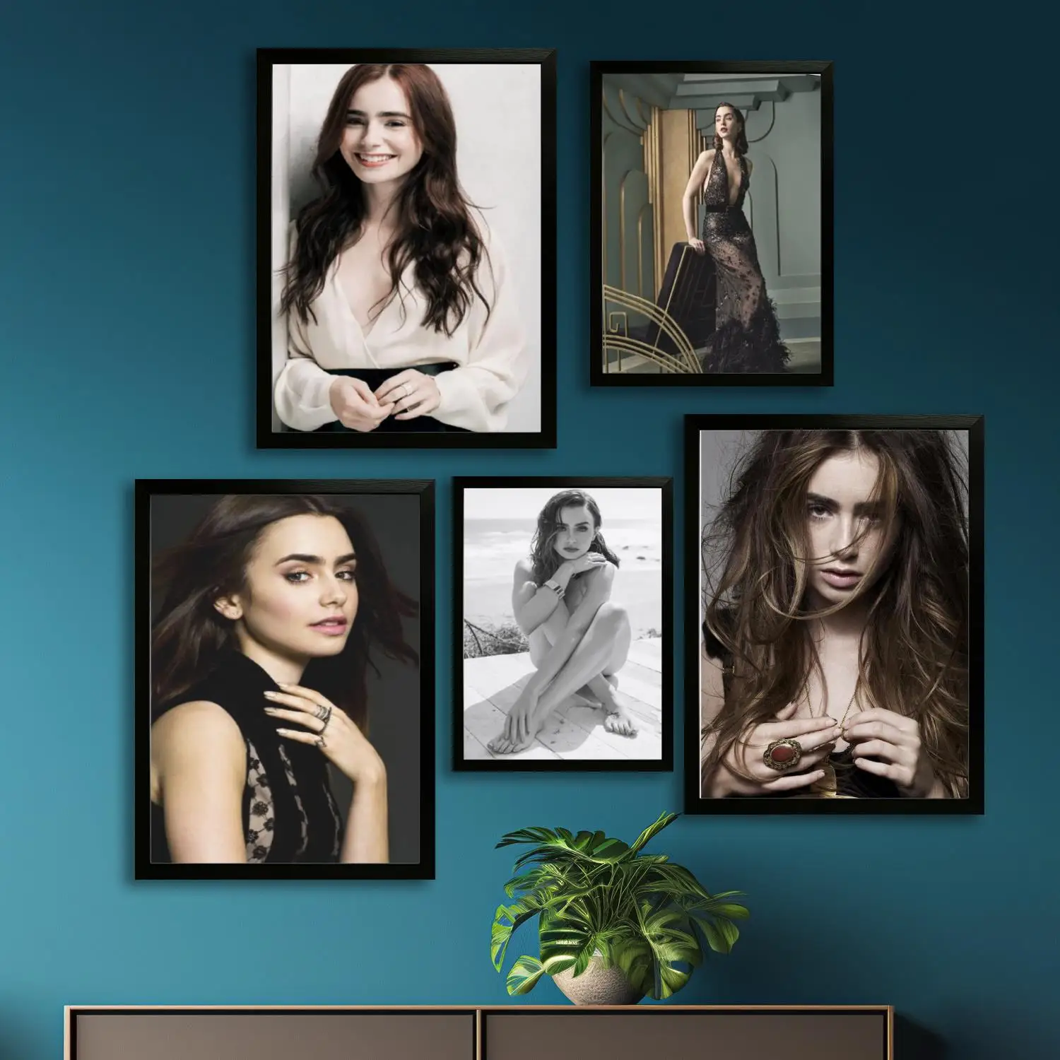 lily collins Canvas Art Poster and Wall Art, Picture Print, Modern Family, Bedroom Decor, Posters,Decorative painting