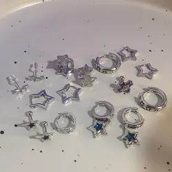 ChimStar-Boucles d'oreilles créoles étoile punk cool pour femmes et filles, bijoux d'oreille de fête, cadeau de zircon contre-indiqué, Hip Hop, nouveau