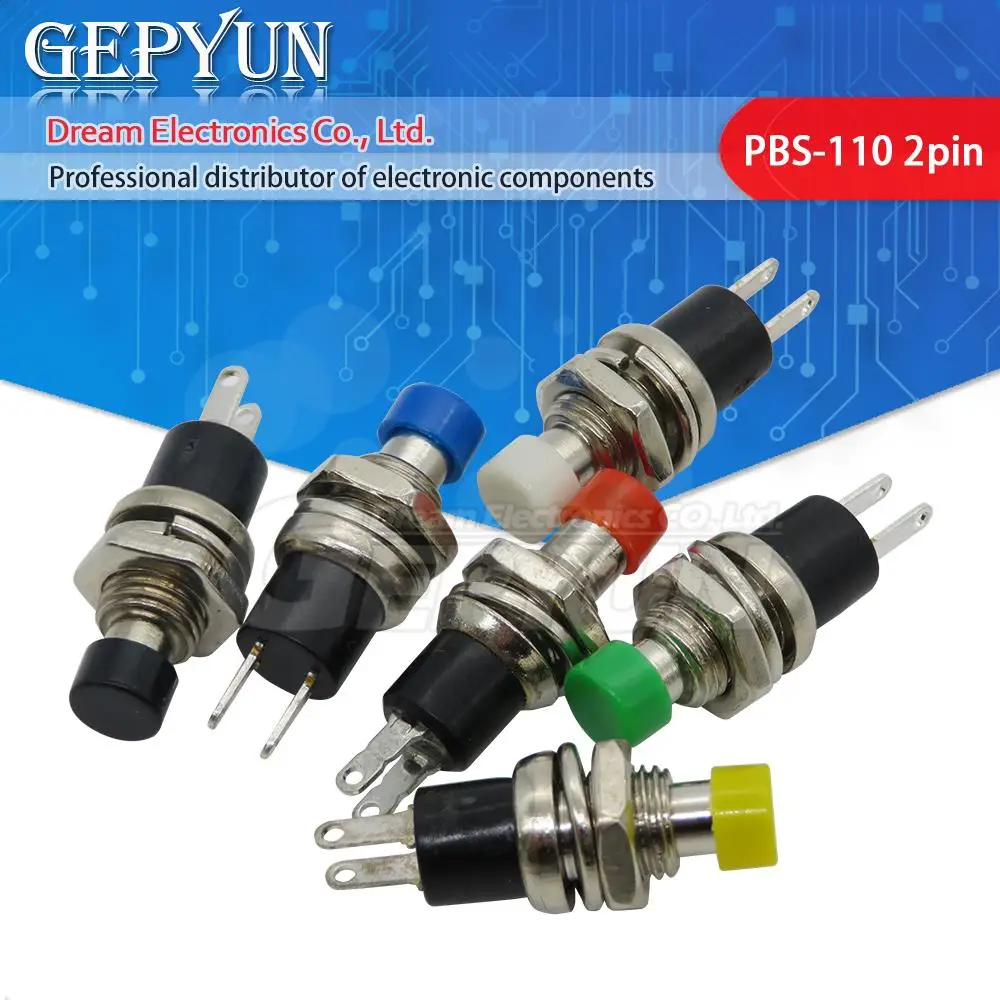 5Pcs PBS-110 7MM Momentary Push Button Switch Press The Reset Switch Momentary ON OFF Push Button Micro Switch Normally Open NO