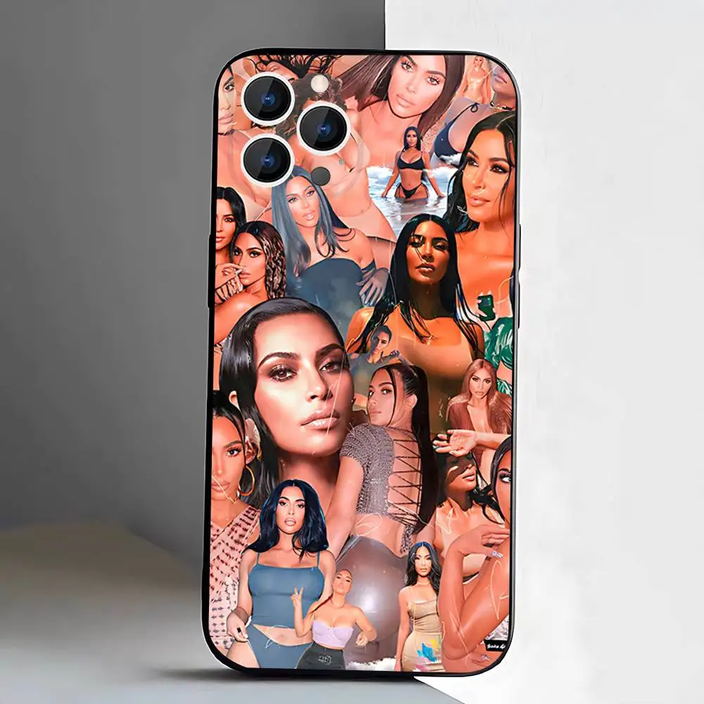 K-Kim K-Kardashians Capa de telefone engraçada para iPhone 17,16,15,14,13,12,11,Pro,XS,Max,XR,Plus,E,SE4,Mini capa macia preta