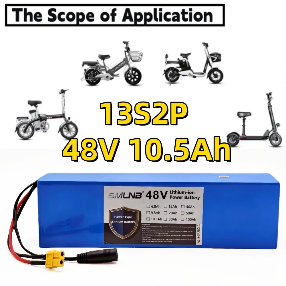 100% New 48V 10.5Ah 18650 Lithium Ion Battery 13S2P for Electric Scooter M365 1000W with Built-In BMS XT60+DC/T+DC Plug