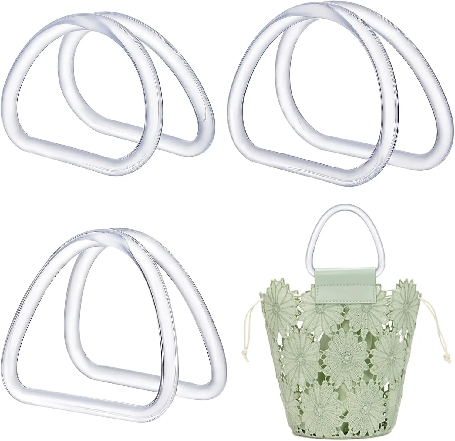 2Pcs 10cm Plastic Resin Handles O D Ring Bags Handle Handbag Purse Frame Woven-bag Replace Transparent Frames DIY Accessories