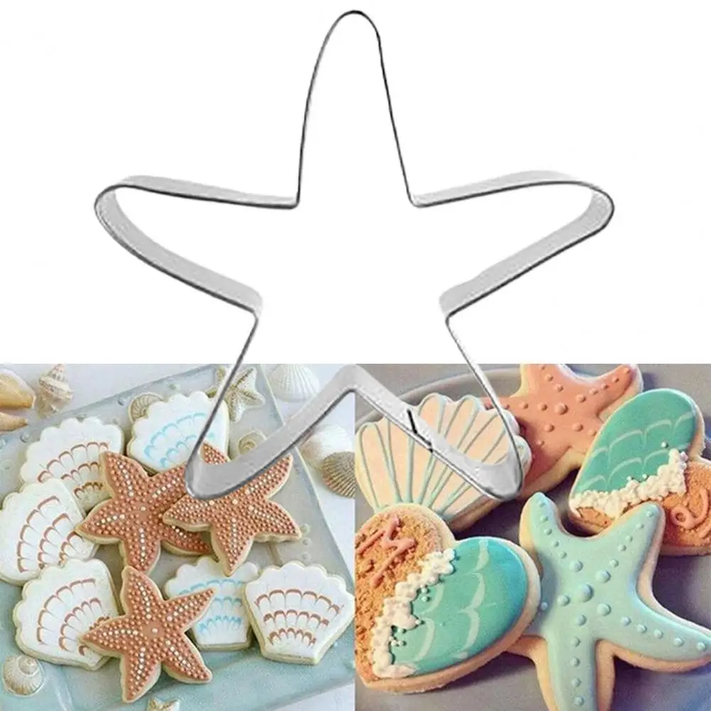 3Pcs/Set Cookie Mold Marine Organism Shape Ornamental Easy To Release Seahorse Starfish Seashells Cookie Cutter Tool For Fondant