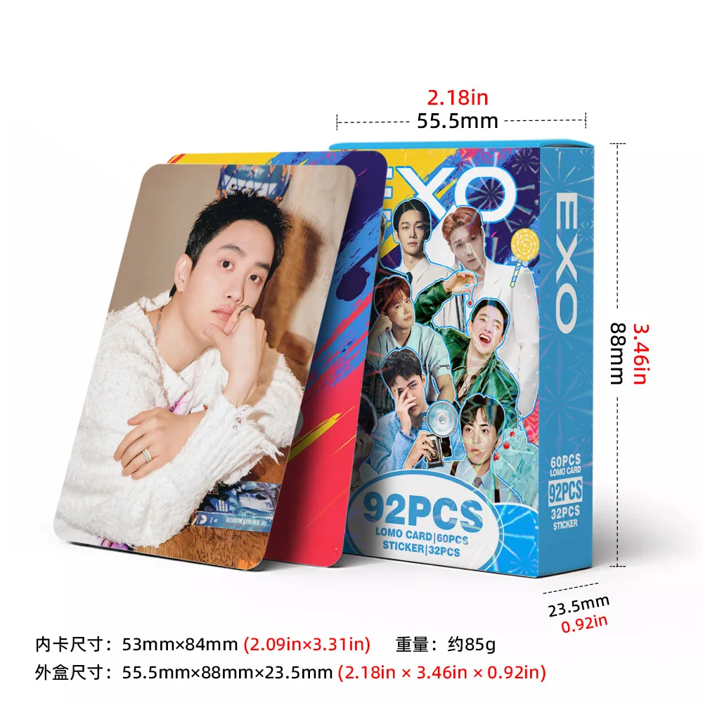 92Pcs/Set XO Idol New Series HD Printd Lomo Cards Baekhyun SeHun ChanYeol XIUMIN SUHO Photocards And Stickers Fans Gifts