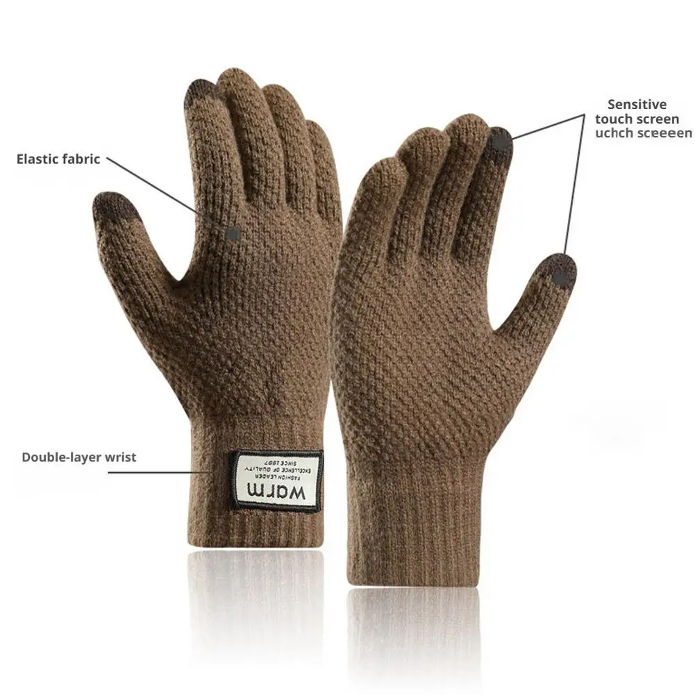 2025 NEW Warmkeep Cotton Gloves Winter Thick Fleece Gloves Can Use Phone Coldproof Warm Wool Knitted Gloves