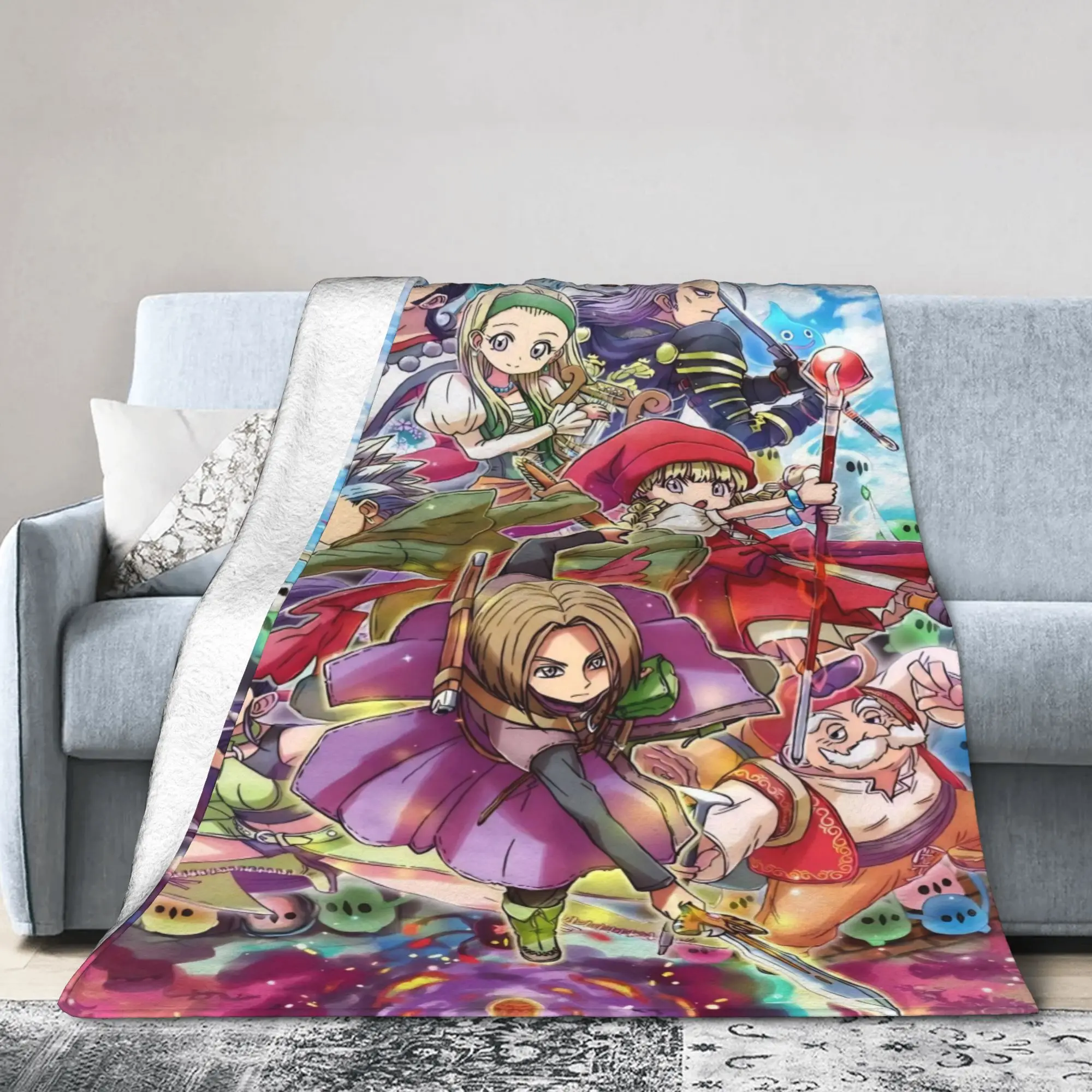 Dragons Quests Game Blanket Cover Anlace Hero Erdrick Slime Flannel Throw Blanket Summer Air Conditioning Personalised Bedspread