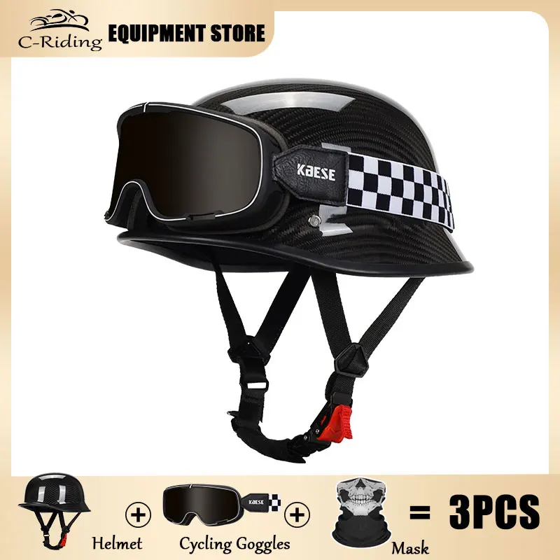 Ultralichte Koolstofvezel Half Gezicht Helm 1/2 Low Profile Motorhelmen Mannen Vrouwen Alle Seizoenen Cascos Para Motos Dot Goedgekeurd