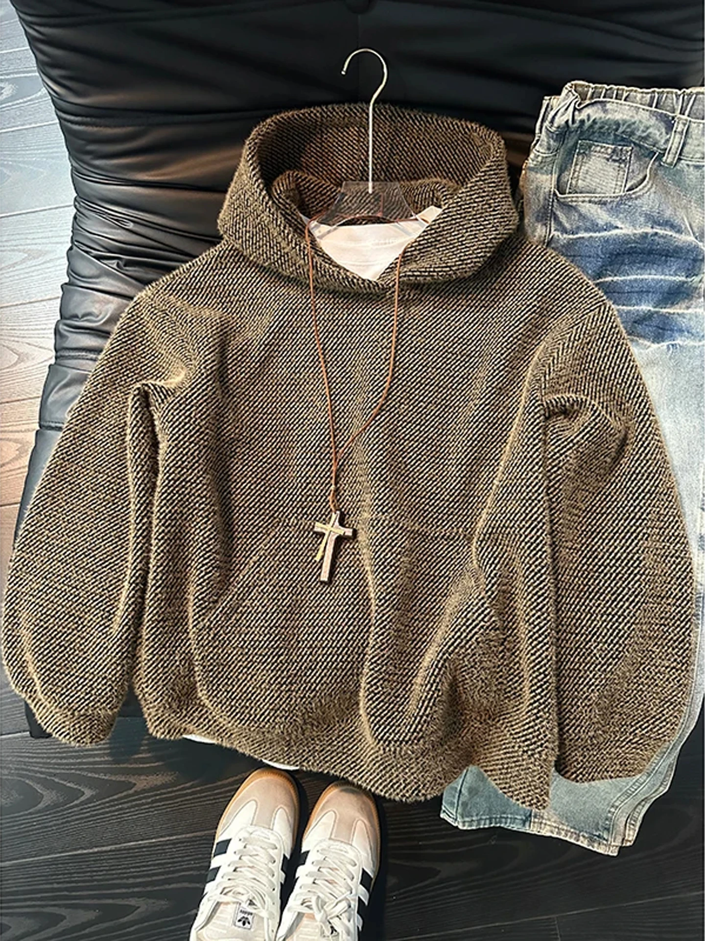 

Мужская толстовка с принтом «Карамельные звезды», вязаная, на флисовой подкладке, утепленная, повседневная, комфортная, с длинными рукавами, осенне-зимняя куртка