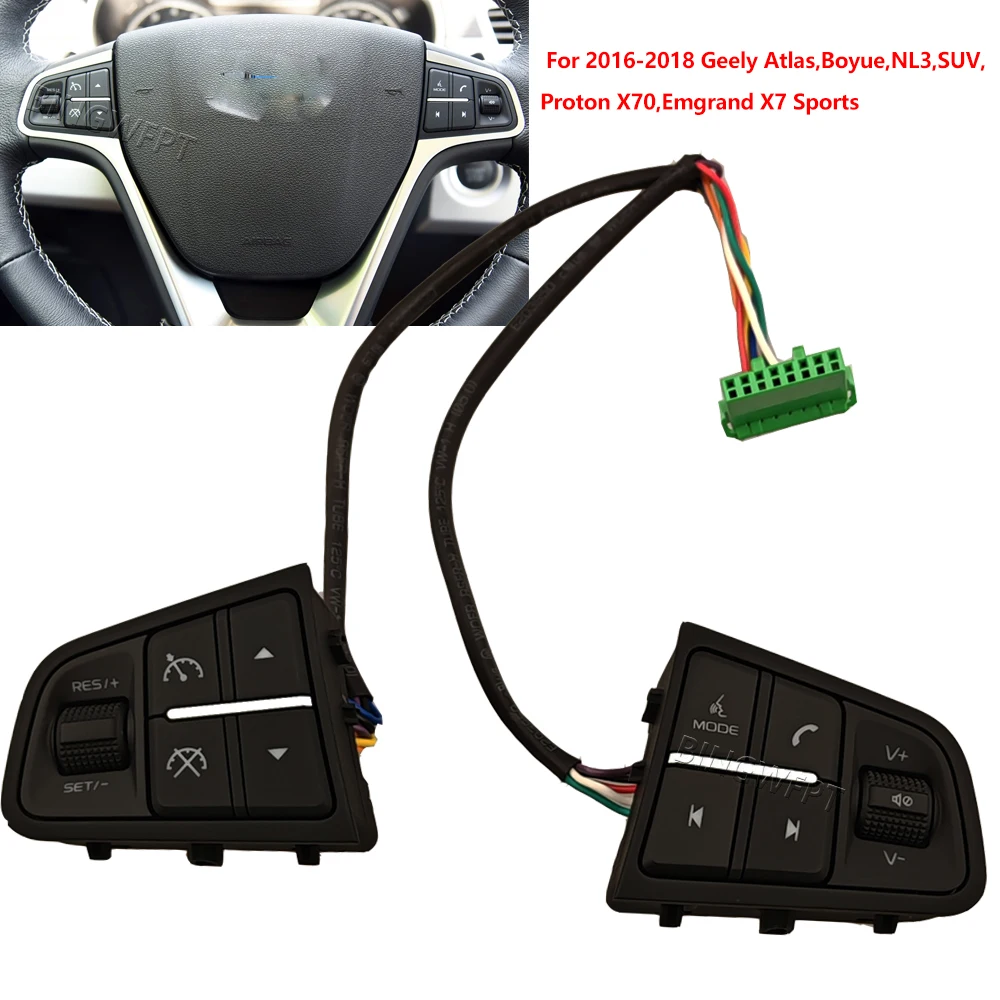 

Кнопки управления рулевым колесом для Geely Atlas, SUV, Emgrand X7 2016-2018 Sports Audio Cruise Кнопка регулировки громкости Автомобильные аксессуары