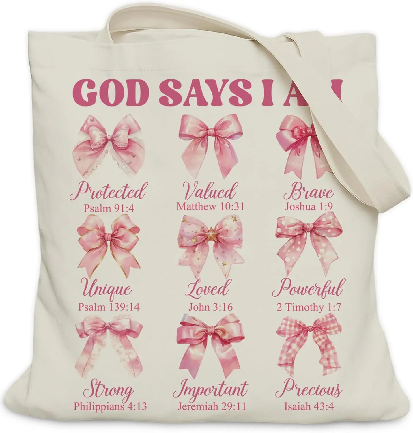 Canvas Tote Bag Large Capacity Reusable Cotton Tote Shopping Bag Christian Bible Study Church Gift Medium Inner Pocket