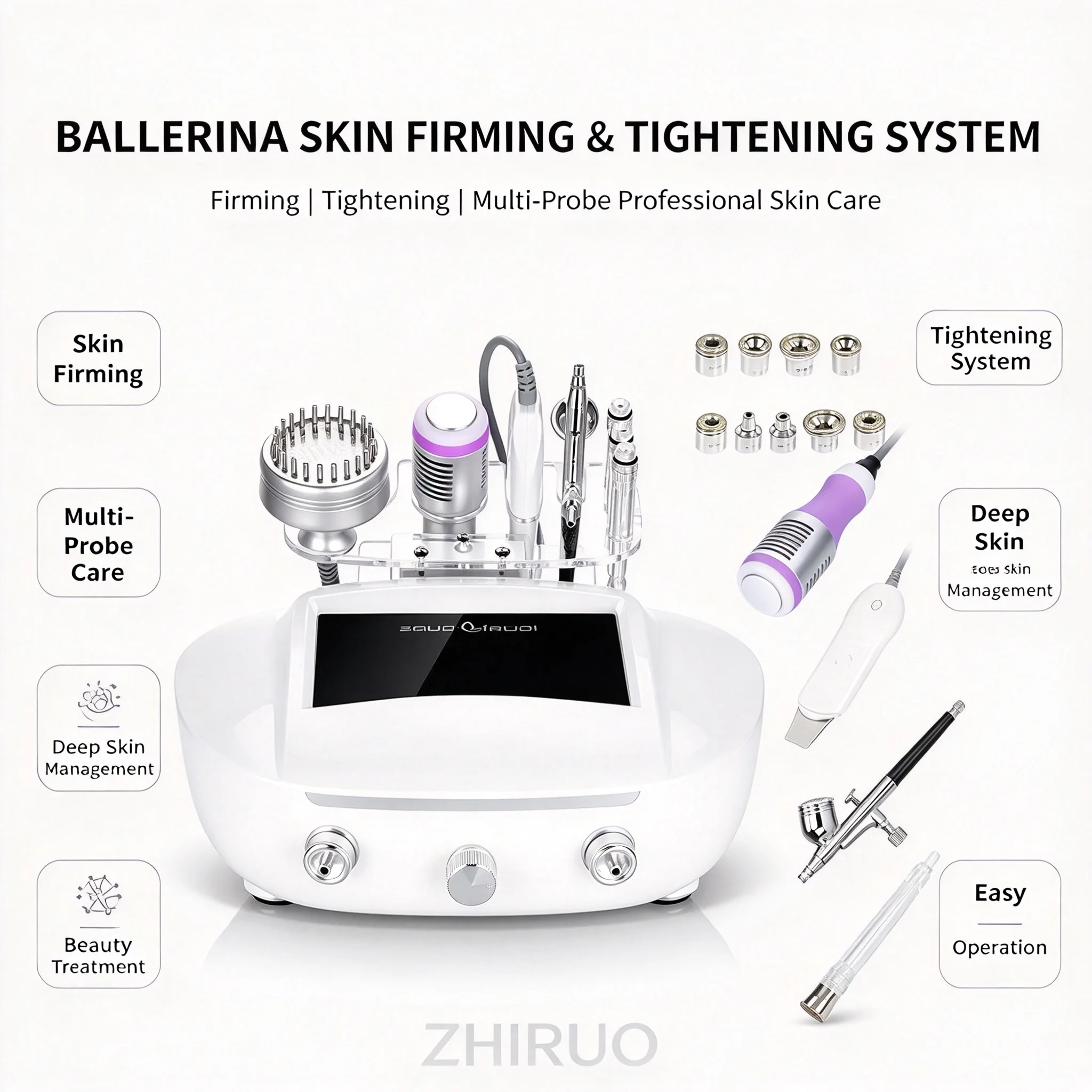5 In 1 Ultrasonic Scrubber Dead Skin Remove Photon Microdermabrasion Wrinkle Remove Sprayer Face Smooth Beauty Machine