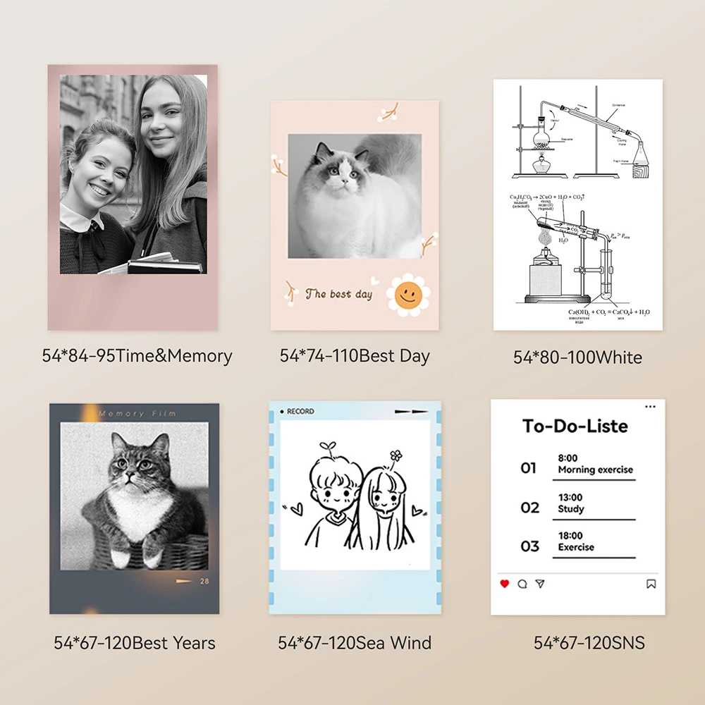 Niimbot Thermal Photo Cardboard Paper for B21 Pro Printer 300dpi White Black Printing Adhesive Sticker Photo Paper