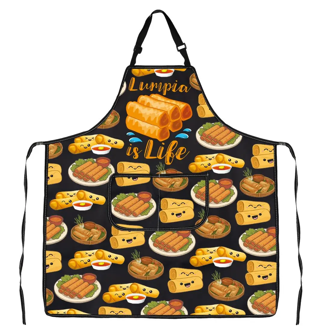 

Food Lumpia Is Life Waterproof Apron with Pockets Gifts Spring Roll