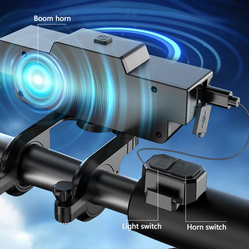 دراجة شاشة ديجيتال القرن ضوء 9 حبيبات مصباح مستديرة متفاوتة الأحجام قابلة للشحن المقود الجبهة ضوء تحذير المتكلم رئيس ضوء لتشغيل ركوب الخيل