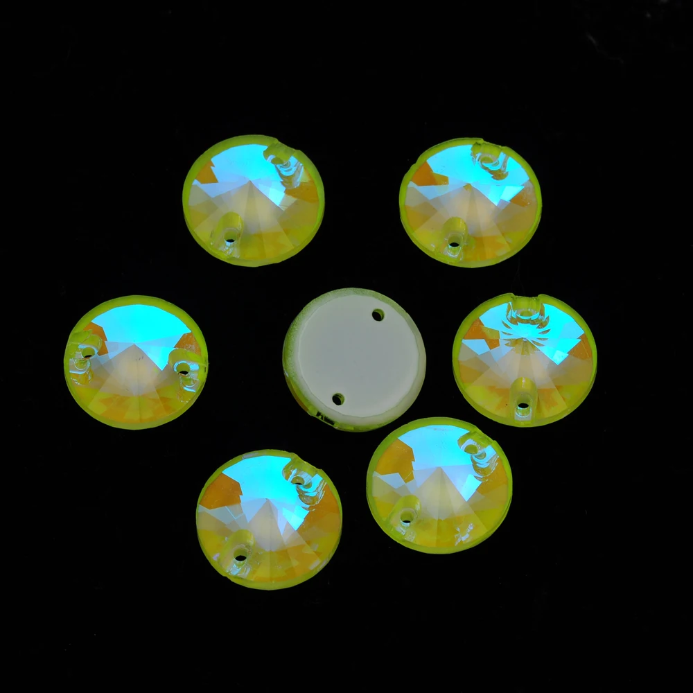 Neonfarbene Rivoli-Glas-Strasssteine zum Aufnähen mit Flachrückseite und neuen Kantenabschrägungen für Hochzeitskleid-Accessoires – Detail 13