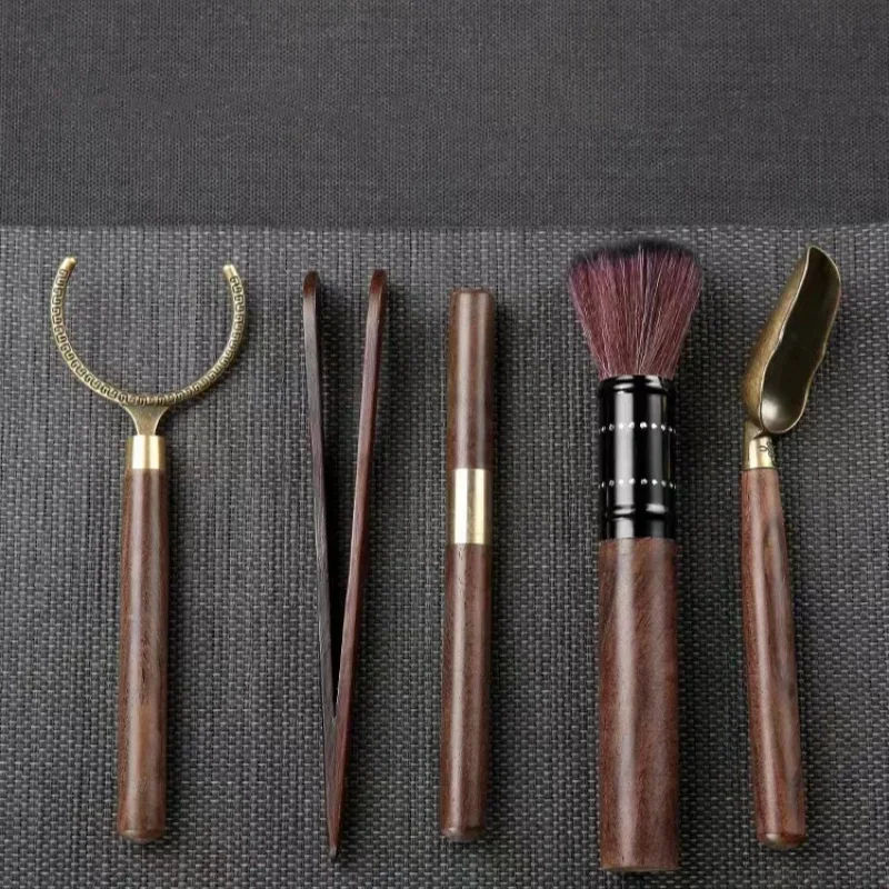 5Pcs/Set Tea Ceremony Heat-resistant Kung Fu Tea Tools Wooden Chinese Gongfu Teaspoon Tea Tong Needle Set Tearoom Supplies