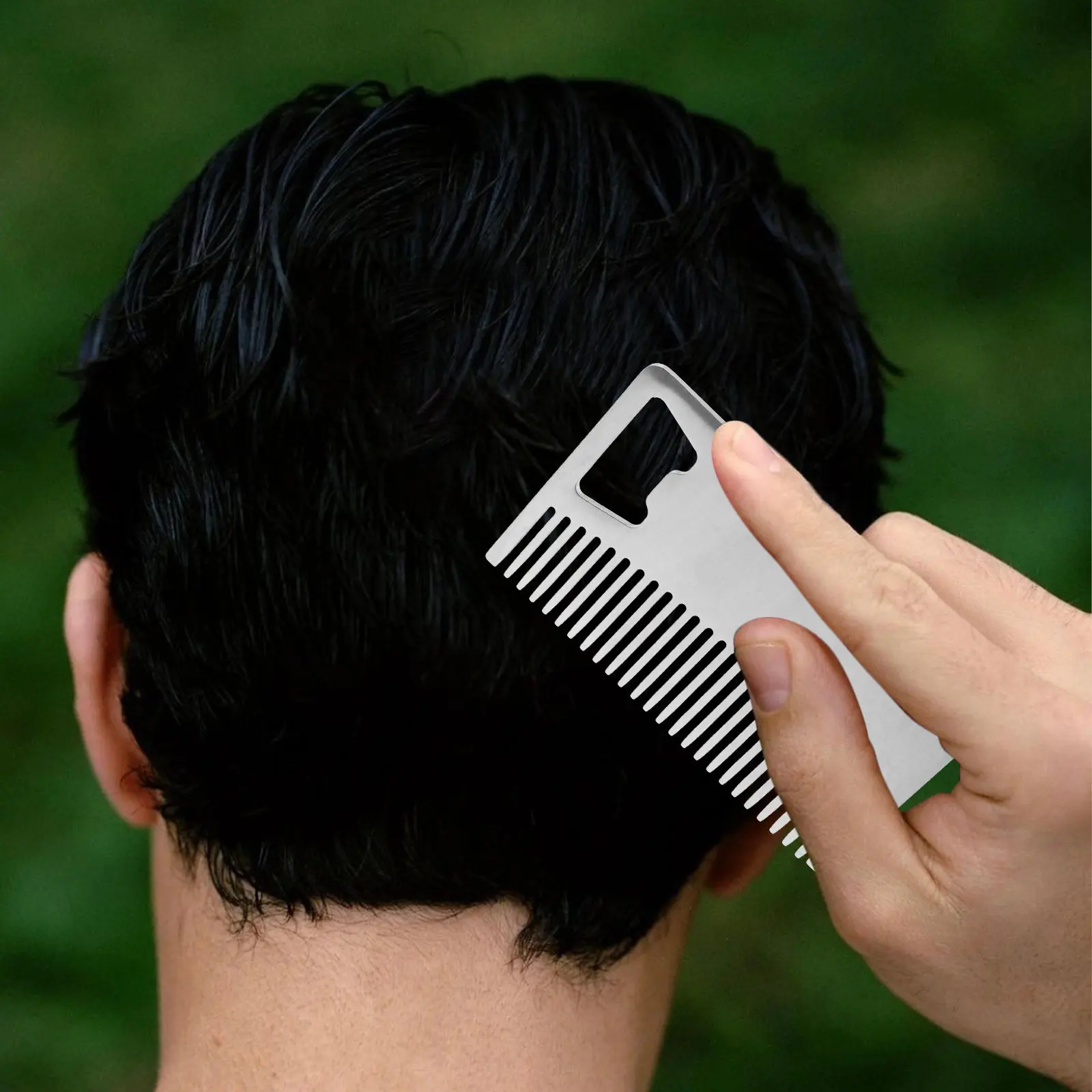 Portable Stainless Steel Hair Comb Credit Card Size Anti-Static Men Hair Beard Comb Professional Barber Styling Tool