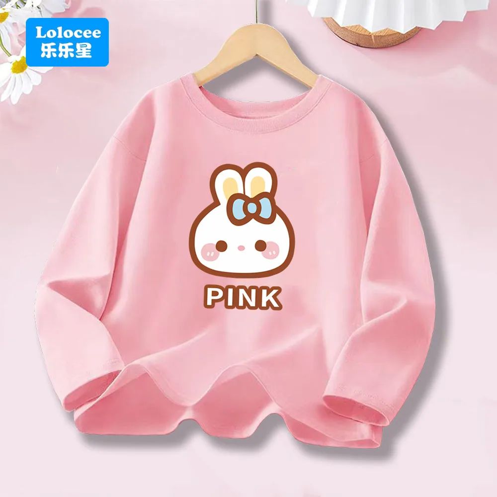 Mädchen T-Shirt Frühling Herbst Langarm Lose T-shirt Niedlichen Kaninchen Print Top Kawaii Hase Muster Pullover T Shirts für Kinder TZPZ1