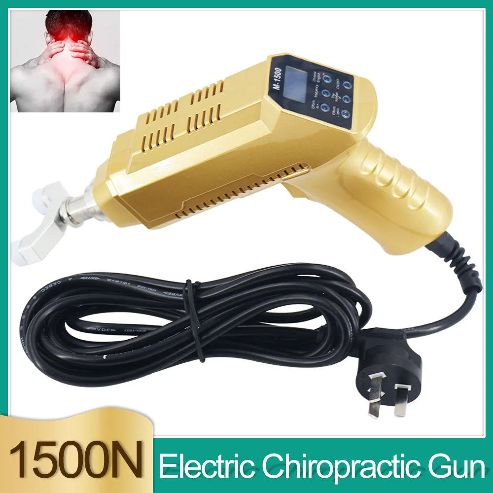 2024 New Electric Chiropractic Gun 1500N Massage Tools 6 Heads Spine Correction 30 Levels Of Strength Adjustable Back Massager