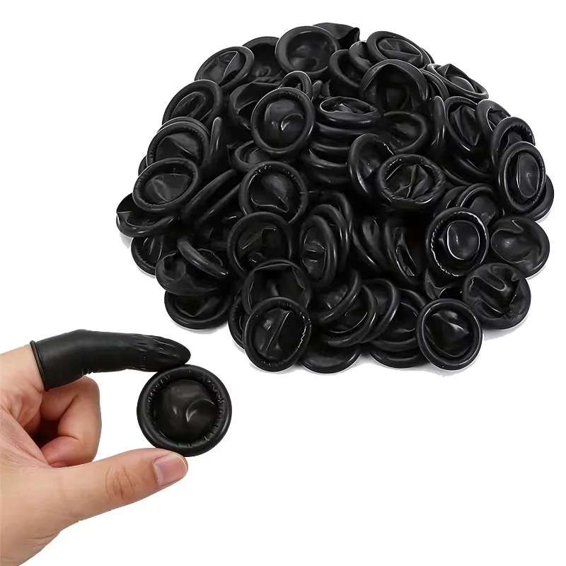 100/200/300PCS Disposable Black Finger Cots Anti Slip Tools for Daily Cleaning Home Hygiene DIY Painting Nail Art Beauty