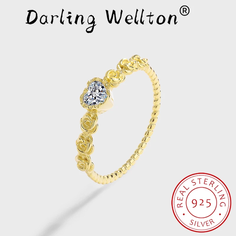 

Classic 18K Gold Heart Shaped Three Roses Couple Ring For Women Love Flower Original Sterling Silver Engagement Gift Jewelry