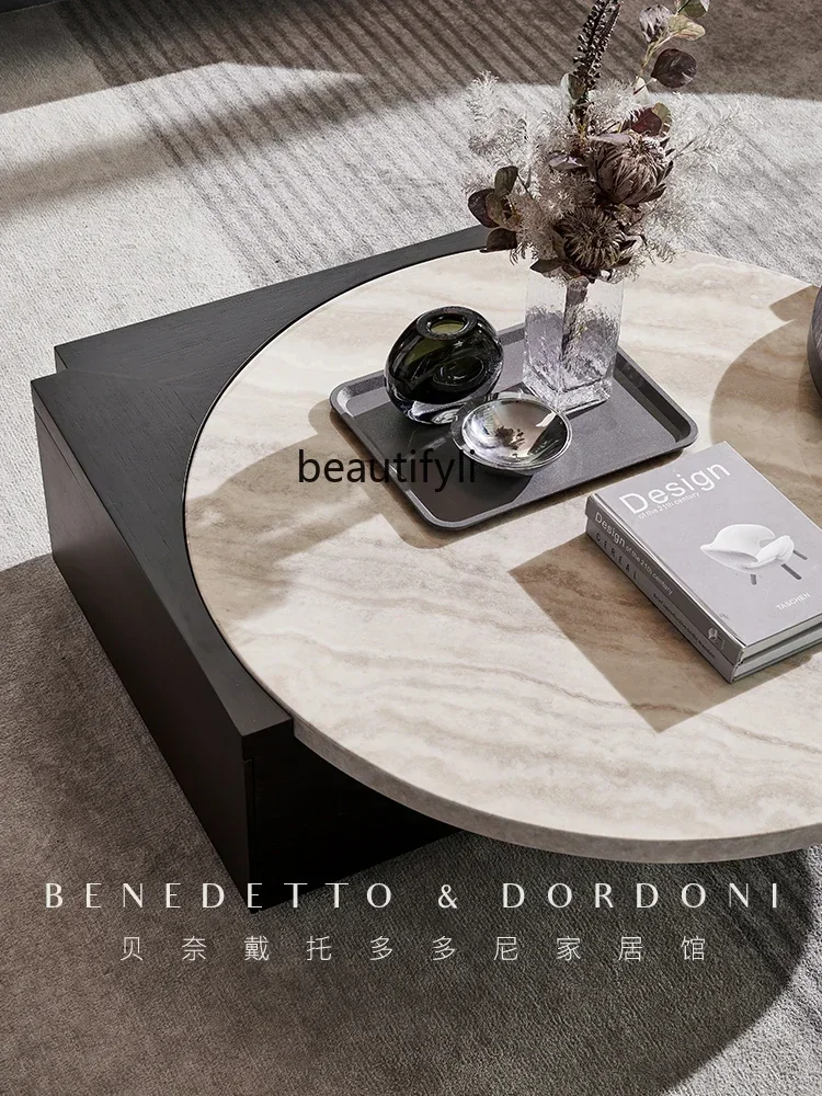 

D96 YY Marble coffee table light luxury modern high-end living room home combination designer