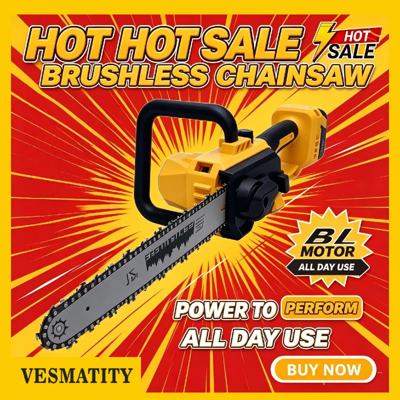 Vesmatity Cordless Chainsaw Automatic Oiler Electric Saw Tree Cutting Logging Tool for Dewalt 18V 20V Battery Max Unit