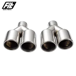1pcs Stainless Steel Silver 57mm exhaust pipe 76mm rolled outlet double Muffler end Tips For Car Exhaust System Replacement