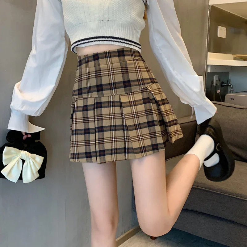 

Mini Pleated Skirts for Women Plaid Summer All-match Casual Tender Females Korean Style Fashion Daily Hot Sale Chic Юбка Женская