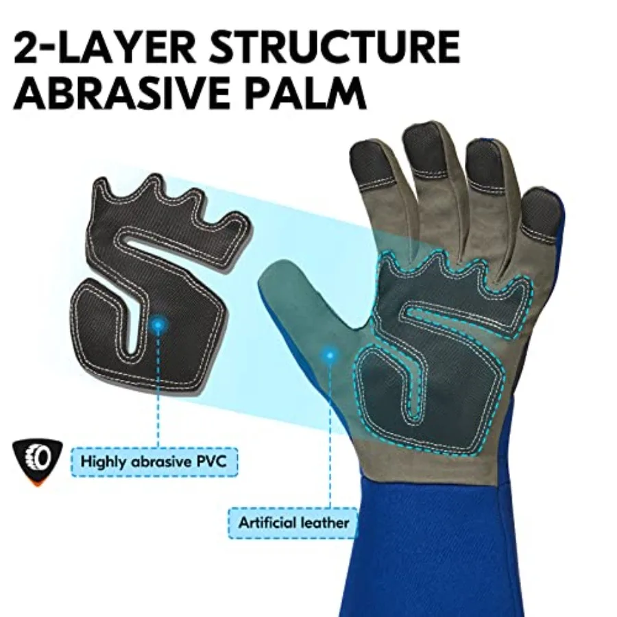 Safety Work Gloves Men, Gardening, Long Sleeves Gauntlet, Puncture Proof, Touchscreen,Size M, Blue, AL6608-ML