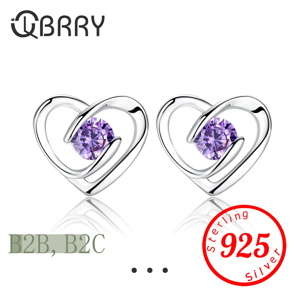 

Sterling Silver White Zircon Heart Shaped Earrings For Women Korean Fashion Small Earring Simple Design Female Costume Jewelery