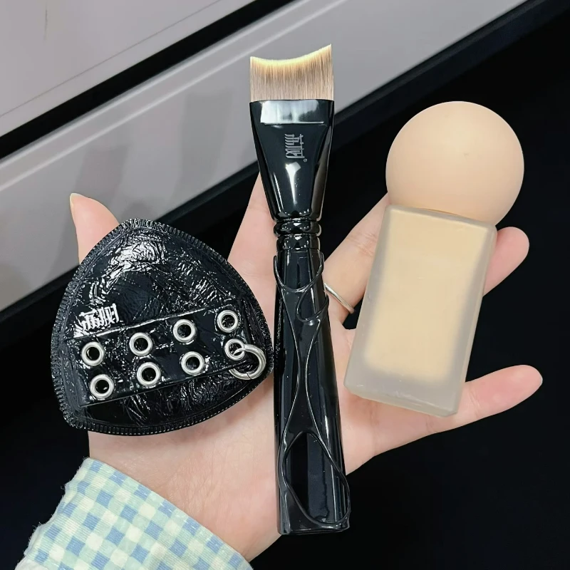 Lishu 2 SZT. Dwustronne Gąbeczki do Makijażu Punk Czarny Ananas Poduszka Powietrzna do Podkładu Gąbeczka do Makijażu na Mokro i Sucho Ultra Miękka Narzędzie do Makijażu