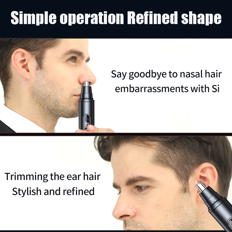 ماكينة تشذيب شعر الأنف الصغيرة بجيب صغير LED جهاز إصلاح شعر الأنف الرقمي المقاوم للماء غير مؤلم كهربائي للرجال/النساء ماكينة تشذيب شعر الأنف