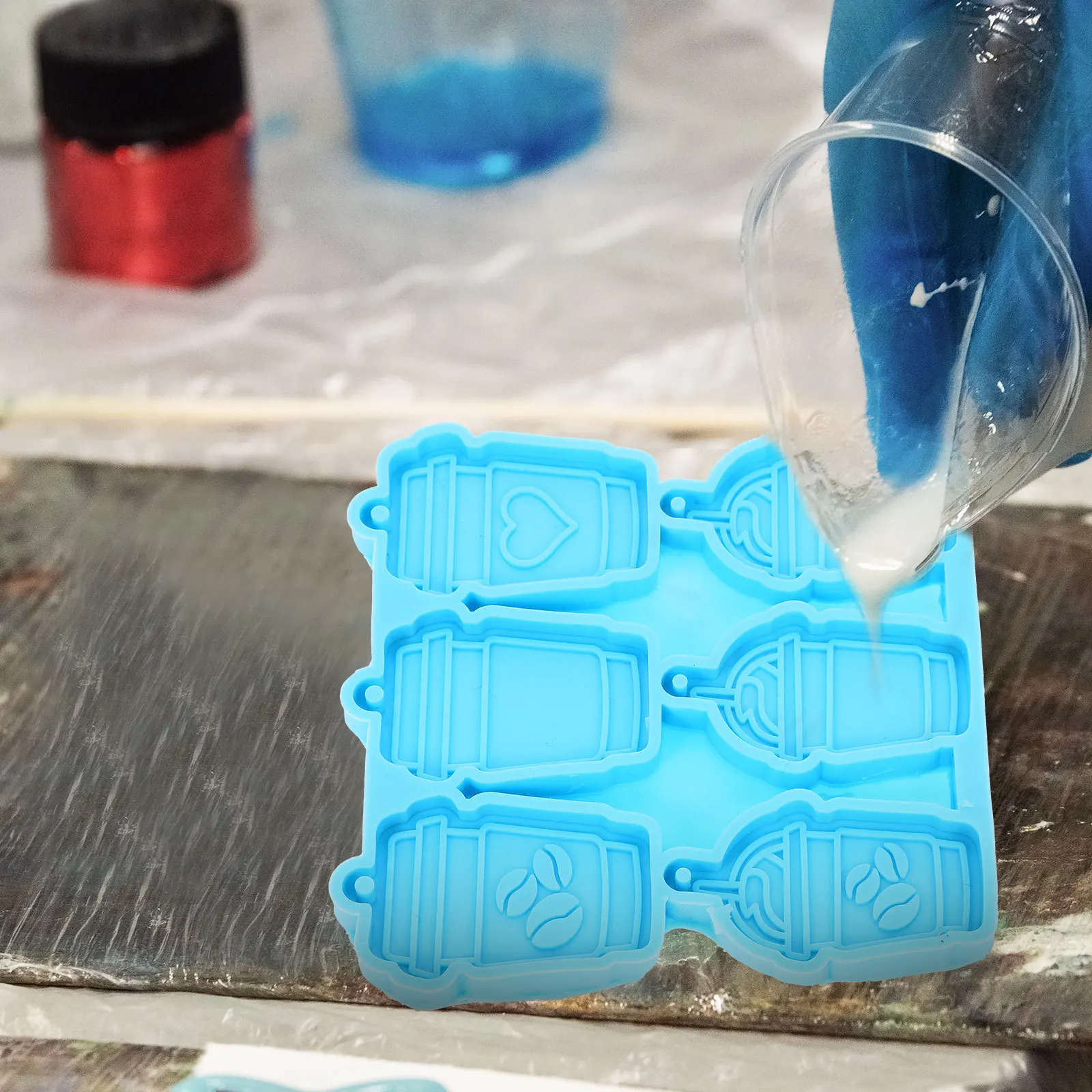 

Coffee Cup Mold Cups Beverage Charm Pendant Diy Making Sippy Embossing Decorative Keychain Zinc Alloy Silicone