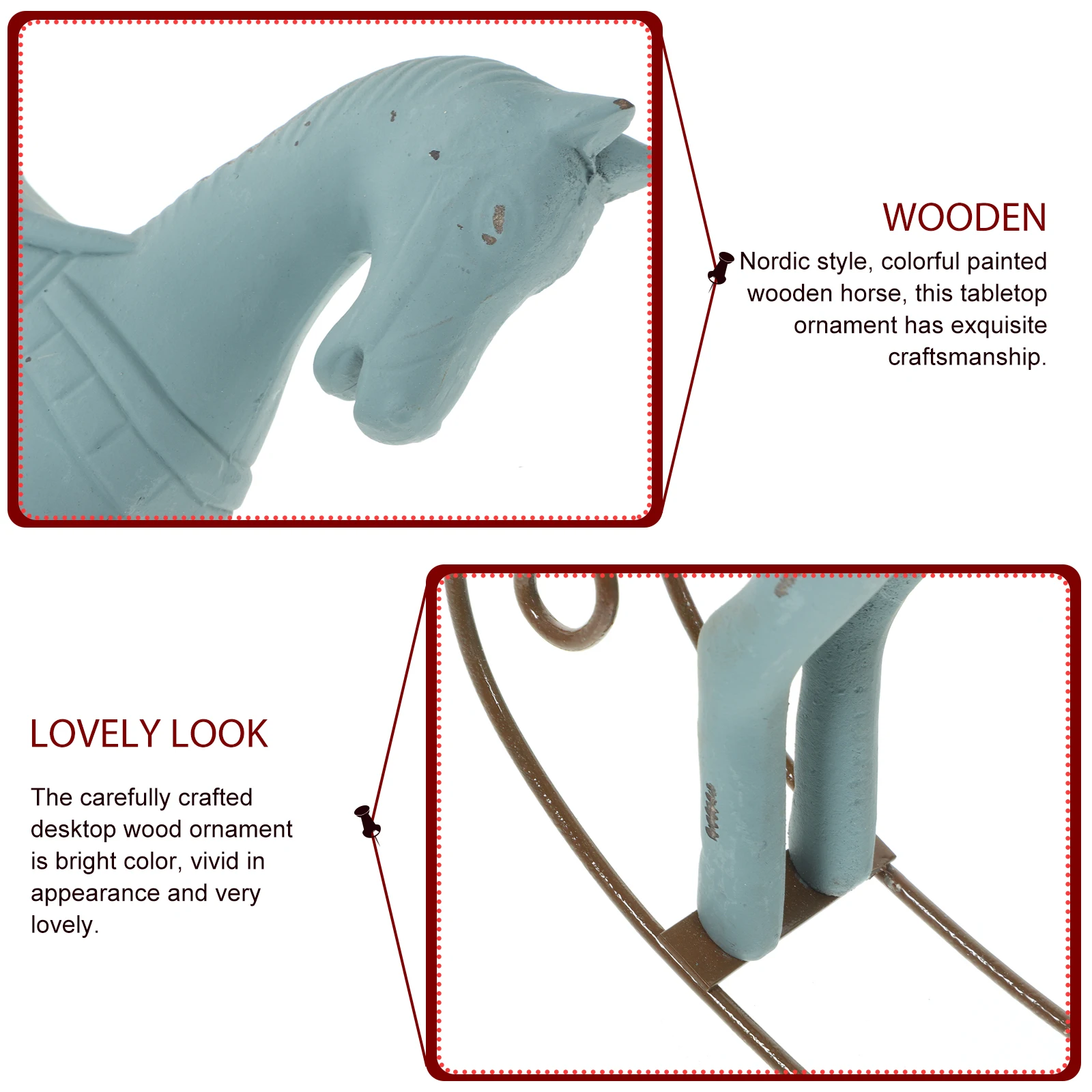 

Wooden Horse Tabletop Ornament Colorful Nordic Style Handcrafted Desktop Decoration Xmas Home Decor Wooden Wood Ornament Horse