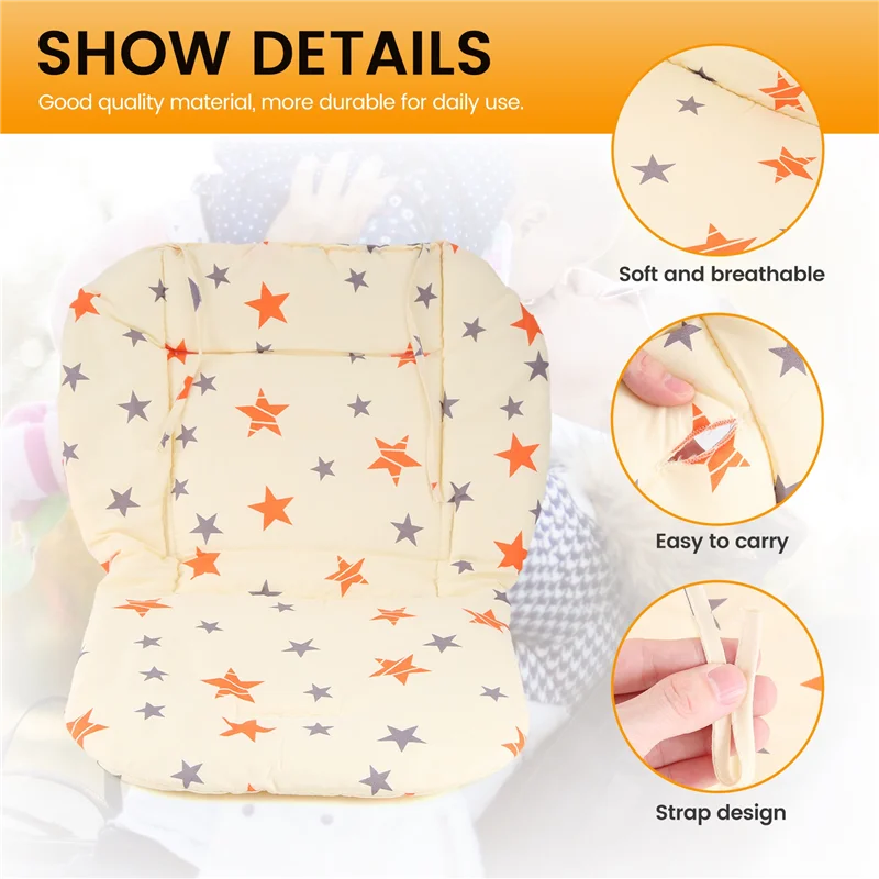 

AS96-Baby Stroller Seat Pad Universal Baby Stroller High Chair Seat Cushion Liner Mat Cotton Soft Feeding Chair Pad Cover