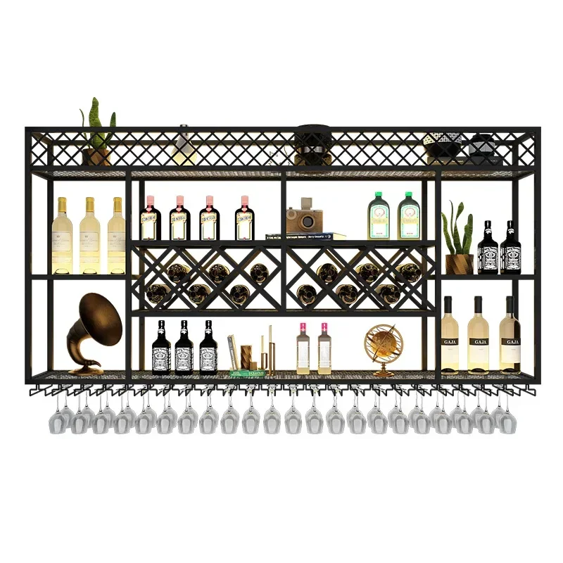 Metal Storage Cabinet Wine Shelf Modern Black Beer Bar Wine Bottles Rack Hanging Liquor Comptoir De Bar Decoration Furniture