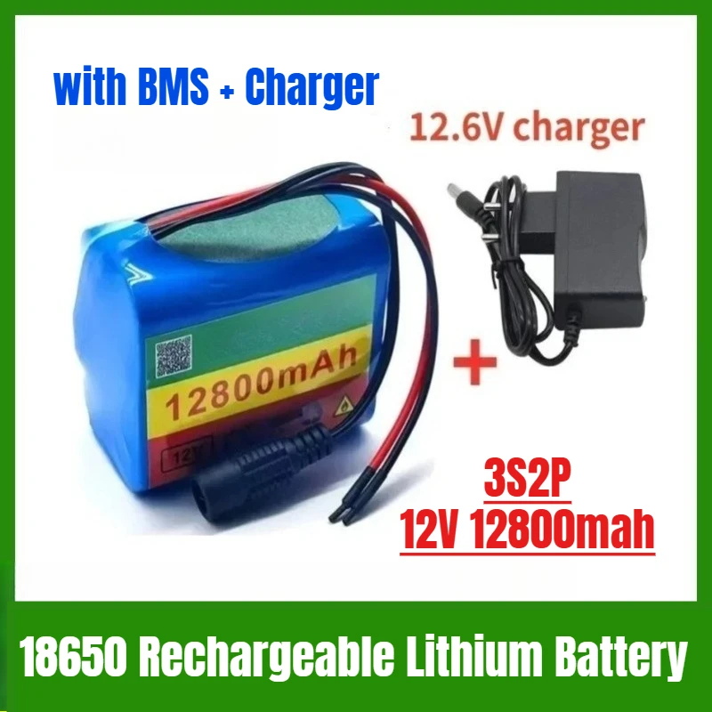 

18650 Lithium Battery 3S2P 12V 12800mah Rechargeable Lithium Battery Pack with BMS + Charger