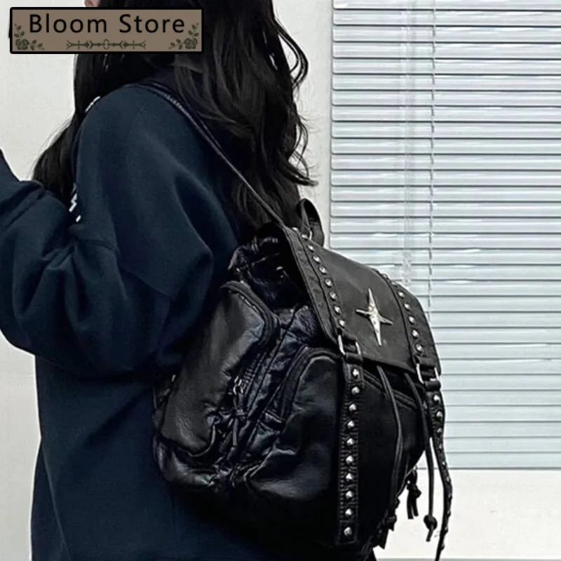 

Streetwear Punk Cross Students Backpack Vintage All Match Trendy Women's Bags Japanese Y2k Aesthetic Casual Fashion Backpacks