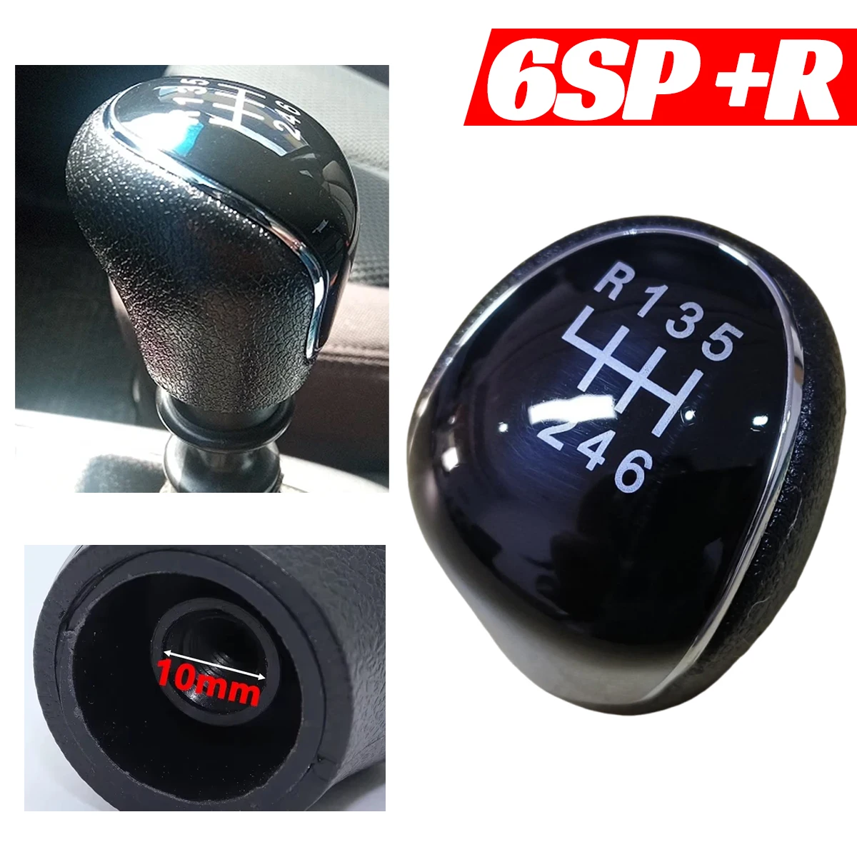 6SP Gear Shift Knob For Mitsubishi Outlander II 2006-2012 Peugeot 4007 C-Crosser GearStick Lever Pen Shifter Handball Chrome M10