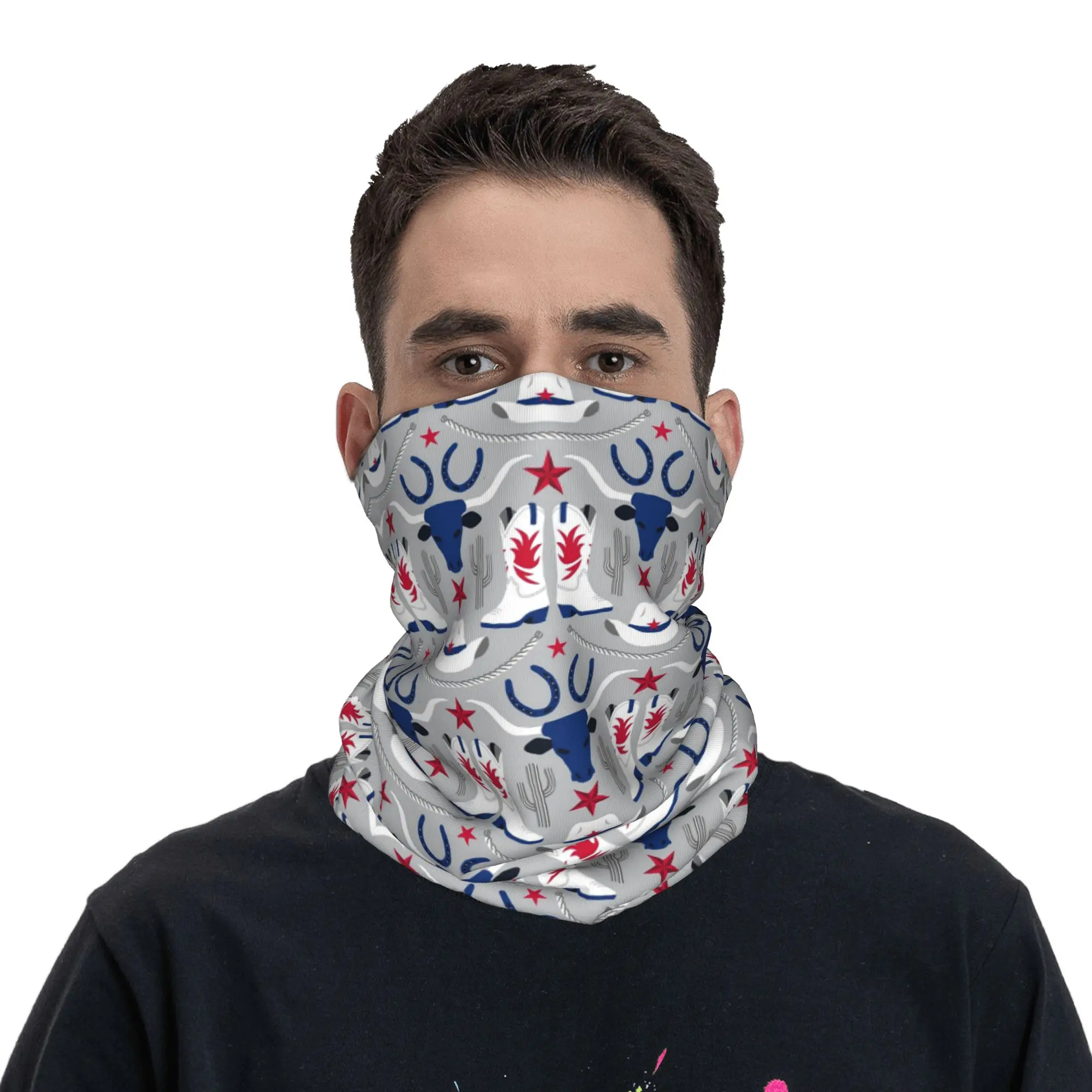 Old Wild West Cowboy Bandana Neck Gaiter Printed Wrap Scarf Face Mask Outdoor Sports for Men Women Adult Breathable