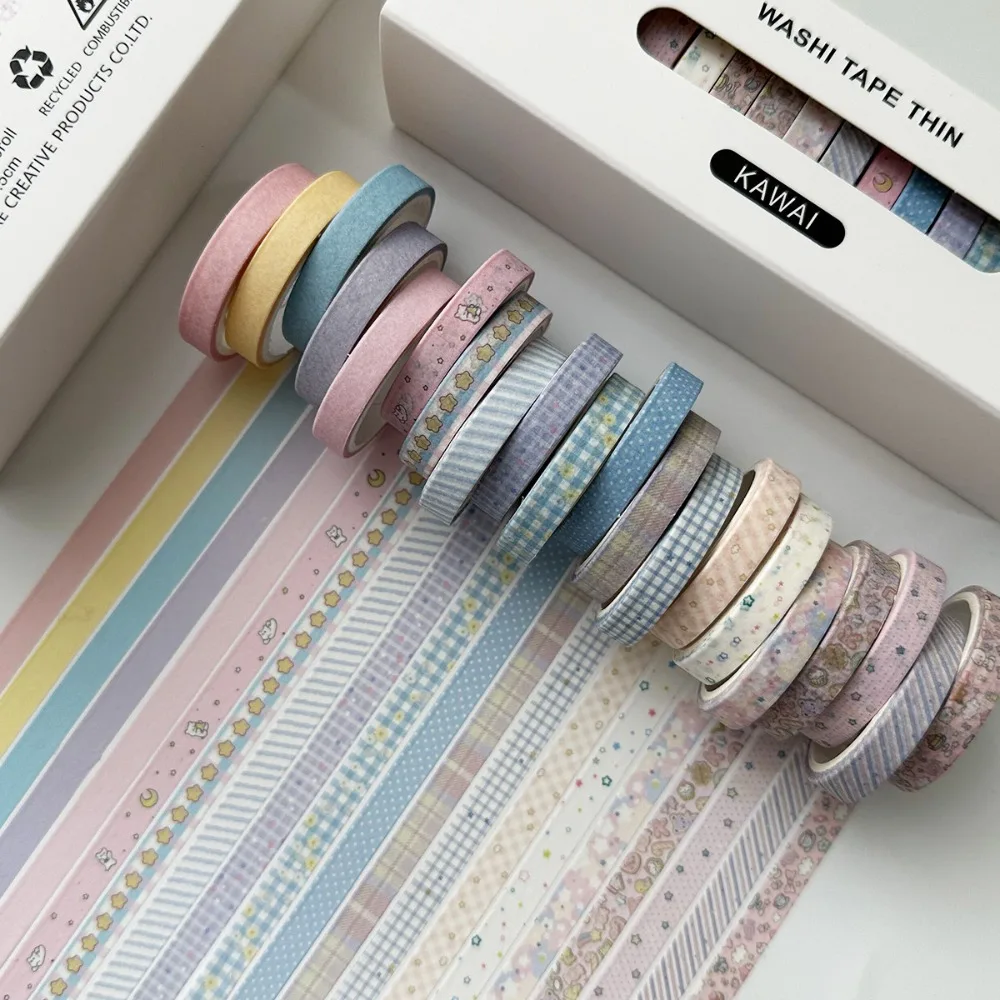 

Vintage 20 Rolls Washi Tape Set Adhesive Multi-Pattern Scrapbooking Tape Colorful DIY Journals Masking Tapes Students