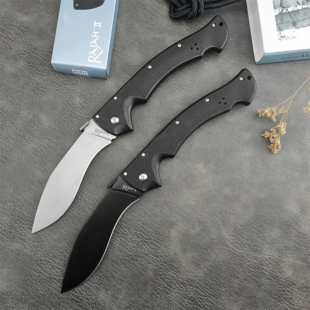 Rajah II Plain Edge Folding Kukri Pocket Knife 440c Blade Nylon Fiber Handles 62KG Outdoor Tactical Knife Combat Hunting Knives