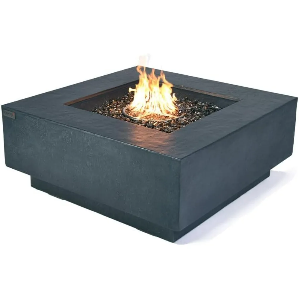 Outdoor Table 40 Inches Fire Pit Patio Heater Concrete Firepits Outside Electronic Ignition Backyard Fireplace Cover Fire Glass